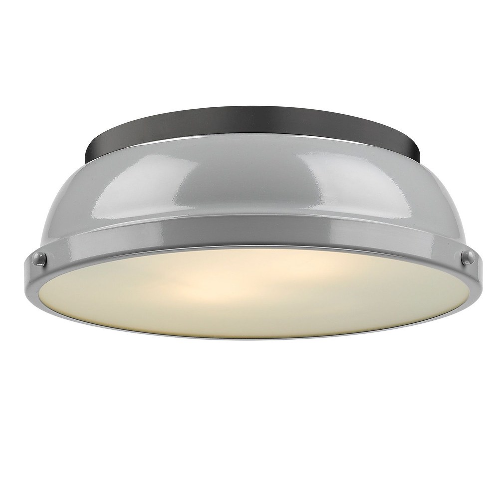 Golden Lighting-3602-14 BLK-GY-Duncan - 2 Light Flush Mount in Classic style - 4.25 Inches high by 14 Inches wide Matte Black Gray Aged Brass Finish